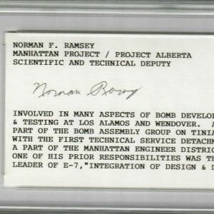 NORMAN RAMSEY INDEX CARD PSA DNA 84150560 (D) MANHATTAN PROJECT PROJECT ALBERTA