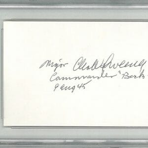 CHARLES SWEENEY SIGNED INDEX CARD PSA DNA 84071453 (D) ATOMIC BOMB BOCKSCAR C-15