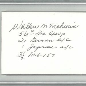 BUD MAHURIN SIGNED INDEX CARD PSA DNA 84165545 (D) WWII ACE 56th FG