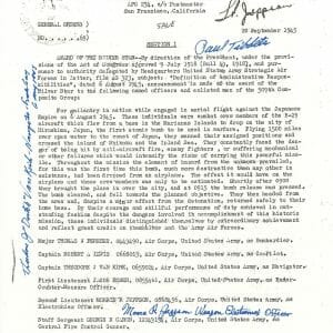 TIBBETS / VAN KIRK / JEPPSON SIGNED SILVER STAR DOCUMENT PSA DNA AB13904