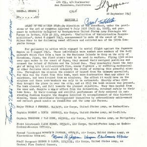 TIBBETS / VAN KIRK / JEPPSON SIGNED SILVER STAR DOCUMENT PSA DNA AB13905