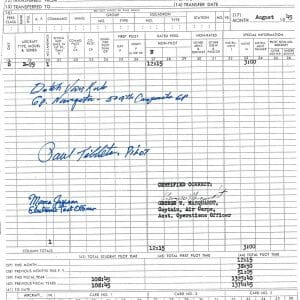 DUTCH VAN KIRK SIGNED FLIGHT RECORD DOCUMENT PSA DNA AB13901 TIBBETS JEPPSON