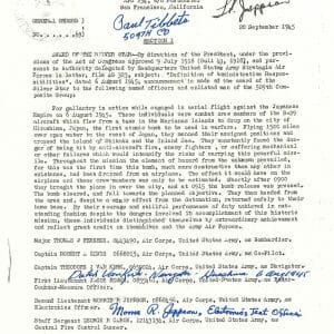 TIBBETS / VAN KIRK / JEPPSON SIGNED SILVER STAR DOCUMENT PSA DNA AD07646