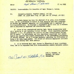 PAUL TIBBETS / THOMAS KARNES SIGNED 509TH COMP GROUP DOCUMENT PSA DNA AD03569