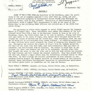 TIBBETS / VAN KIRK / JEPPSON SIGNED SILVER STAR DOCUMENT PSA DNA AD07647