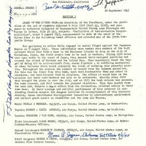 TIBBETS / VAN KIRK / JEPPSON SIGNED SILVER STAR DOCUMENT PSA DNA AD07644