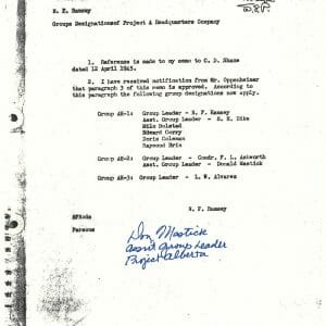 FREDERICK ASHWORTH / DON MASTICK SIGNED PROJECT ALBERTA DOCUMENT PSA DNA AD07668