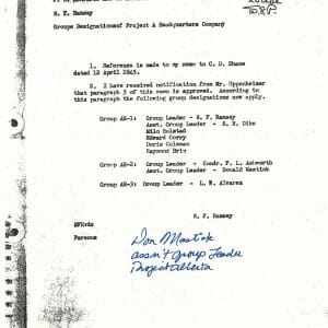 FREDERICK ASHWORTH / DON MASTICK SIGNED PROJECT ALBERTA DOCUMENT PSA DNA AD07667