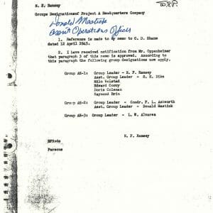 FREDERICK ASHWORTH / DON MASTICK SIGNED PROJECT ALBERTA DOCUMENT PSA DNA AD07666