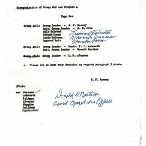 FREDERICK ASHWORTH / DON MASTICK SIGNED PROJECT ALBERTA DOCUMENT PSA DNA AD03579