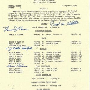 509th COMP GROUP MULTI SIGNED BRONZE STAR DOCUMENT PSA DNA AD07657 (D) X5
