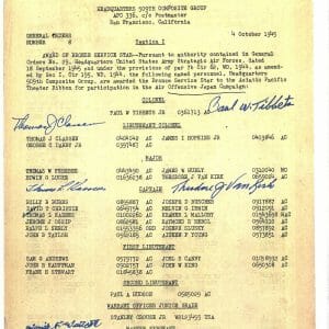 509th COMP GROUP MULTI SIGNED BRONZE STAR DOCUMENT PSA DNA AD07655 (D) X5