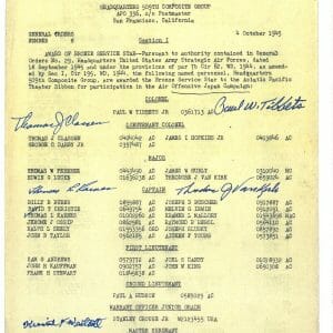 509th COMP GROUP MULTI SIGNED BRONZE STAR DOCUMENT PSA DNA AD07654 (D) X5