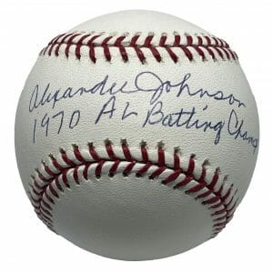 Alexander Johnson Signed Baseball AIV AA21975 w/ 1970 AL Batting Champ Inscribed
