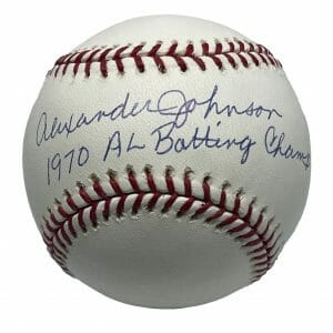 Alexander Johnson Signed Baseball AIV AA21974 w/ 1970 AL Batting Champ Inscribed