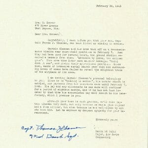 THOMAS CLASSEN SIGNED PSA DNA AE71490 (D) WWII MIA LETTER 509TH COMP GROUP