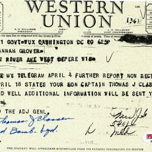 THOMAS CLASSEN SIGNED WESTERN UNION DOCUMENT PSA DNA AE71485 (D) WWII 72ND BS