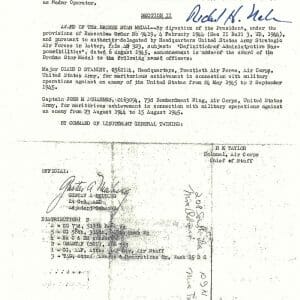 RICHARD NELSON SIGNED SILVER STAR DOCUMENT PSA DNA AD07652 (D) ENOLA GAY