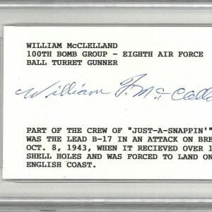 WILLIAM MCCLELLAND SIGNED INDEX CARD PSA DNA 84250491 (D) WWII 8TH 100TH BG