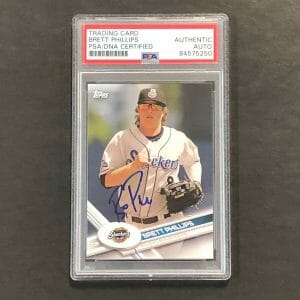 2017 Topps MiLB #158 Brett Phillips Signed Card AUTO PSA Slabbed Shuckers