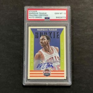 2012-13 PANINI PAST & PRESENT #238 MARQUIS TEAGUE SIGNED CARD AUTO 10 PSA SLABBE COLLECTIBLE MEMORABILIA