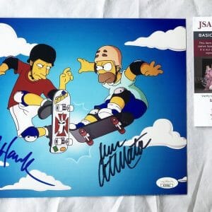 Tony Hawk and Dan Castellaneta Signed 8x10 Photo Simpsons JSA 1 COA
