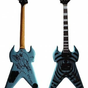 Zakk Wylde Signed w Sketch Warhammer Pelham Blue Vertigo Axe Heaven Mini Guitar