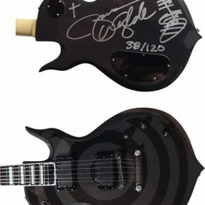 Zakk Wylde Signed w Sketch ODIN Blackout Bullseye Axe Heaven Mini 1:4 Guitar