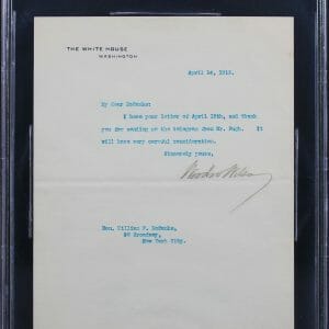 Woodrow Wilson Signed 7x8.75 1913 Letter On White House Letterhead BAS Slab