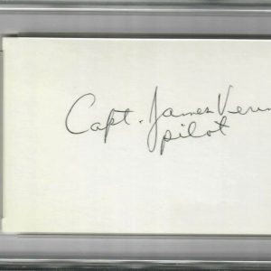 JIM VERINIS SIGNED INDEX CARD PSA DNA 84085855 (D) WWII MEMPHIS BELLE CO-PILOT