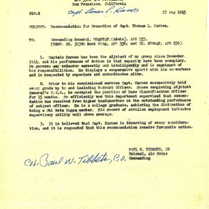 PAUL TIBBETS / THOMAS KARNES SIGNED 509TH COMP GROUP DOCUMENT PSA DNA AD03569