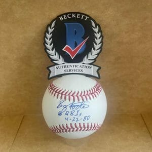 BARRY FOOTE 8 RBI'S 4-22-80 SIGNED AUTO M.L. BASEBALL BECKETT AUTHENTICATED