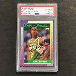 1991-92 Topps Archives #137 Gary Payton Signed Card AUTO PSA Slabbed Seattle Sup