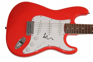 TAYLOR HAWKINS SIGNED AUTOGRAPH RED FENDER ELECTRIC GUITAR – FOO FIGHTERS W/ JSA COLLECTIBLE MEMORABILIA