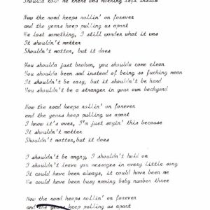 JOHN MAYER SIGNED AUTOGRAPH SHOULDN'T MATTER BUT IT DOES LYRIC SHEET - JSA COA