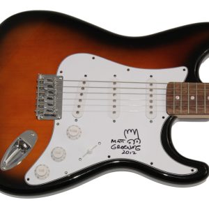 MATT GROENING SIGNED AUTOGRAPH FENDER GUITAR W/ ORIGINAL ART SIMPSONS SKETCH JSA