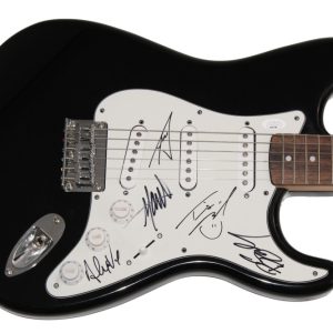 ATREYU FULL BAND X5 SIGNED AUTOGRAPH BLACK FENDER ELECTRIC GUITAR RARE! JSA COA