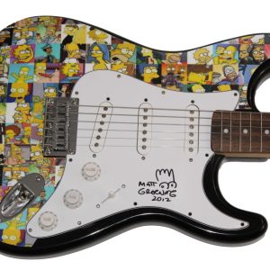 MATT GROENING SIGNED AUTOGRAPH CUSTOM GUITAR W/ ORIGINAL ART SIMPSONS SKETCH JSA
