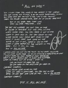 DEVIN DAWSON SIGNED AUTOGRAPH LYRICS “ALL ON ME” COUNTRY MUSIC LYRICS COLLECTIBLE MEMORABILIA