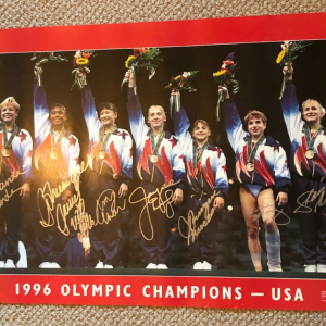 1996 OLYMPIC GYMNASTS Signed POSTER w/ Beckett (BAS) LOA (STRUG, MILLER +5)