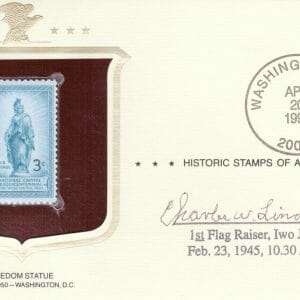 CHARLES W. LINDBERG Signed Autograph Cachet US Marines Iwo Jima JSA COA