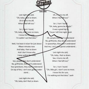 THE STROKES JULIAN CASABLANCAS SIGNED LAST NITE LYRIC SHEET