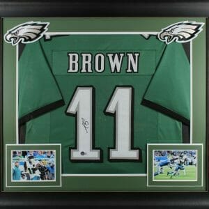 A.J. Brown Authentic Signed Green Pro Style Framed Jersey Autographed BAS Wit