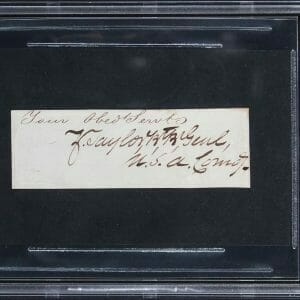 Zachary Taylor "Bt. Br. Genl., U.S.A. Comdg" Signed 1.25x3.5 Cut Sig BAS Slabbed