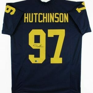 Michigan Aidan Hutchinson Signed Navy Blue Pro Style Jersey BAS Witnessed