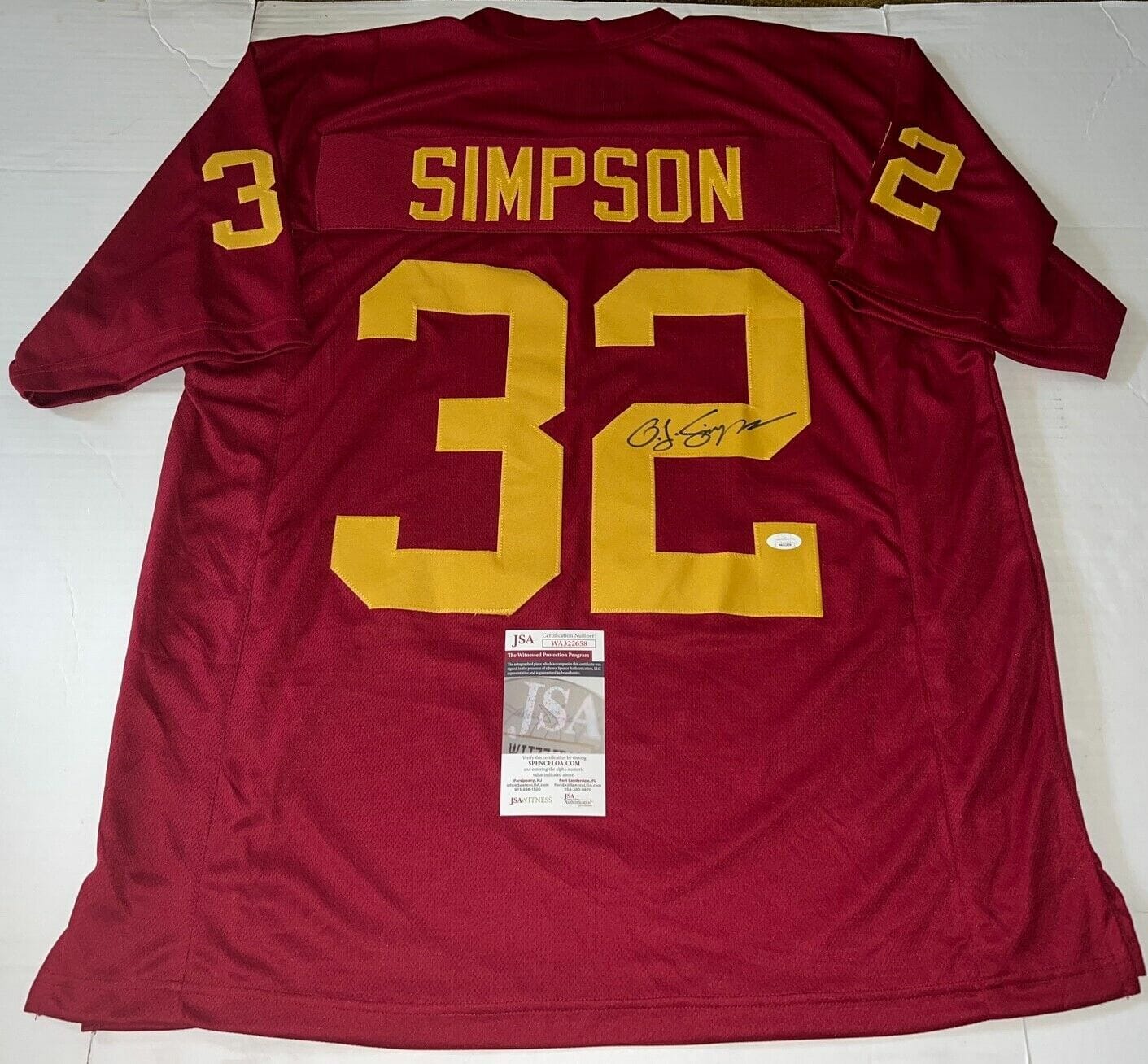 O.J. Simpson USC Trojans signed Custom jersey autographed JSA Witnessed ...