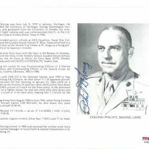 PHILLIP DELONG SIGNED 8X10 (D) PSA DNA AC42267 WWII ACE 13 1/6 KILLS