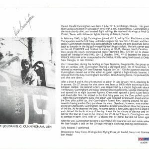 DANIEL CUNNINGHAM SIGNED 8X10 (D) PSA DNA AC42246 WWII ACE 7 KILLS