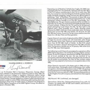 GEORGE DOERSCH SIGNED 8X10 (D) PSA DNA AC42280 WWII ACE 10.5 KILLS