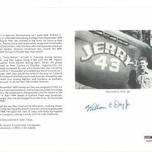 WILLIAM DAY JR SIGNED 8X10 (D) PSA DNA AC42257 WWII ACE 5 KILLS